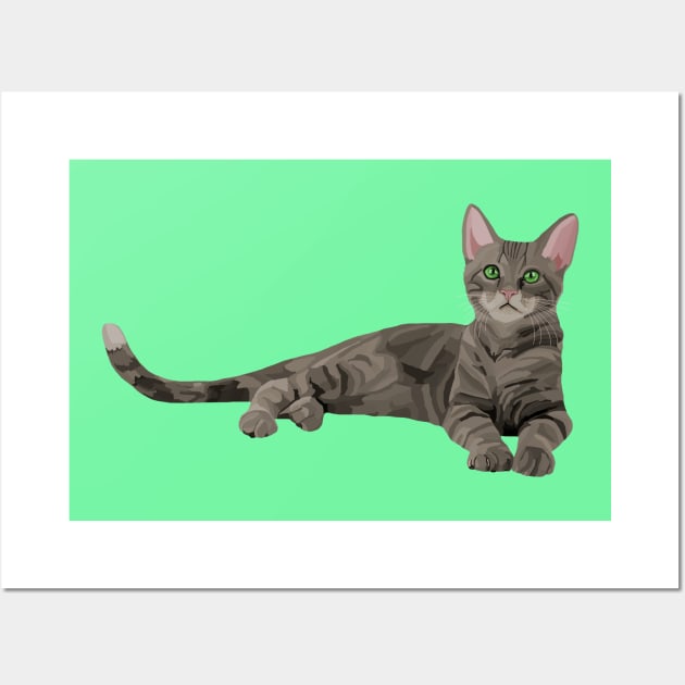 Cute Gray Tabby Kitten Wall Art by Art by Deborah Camp